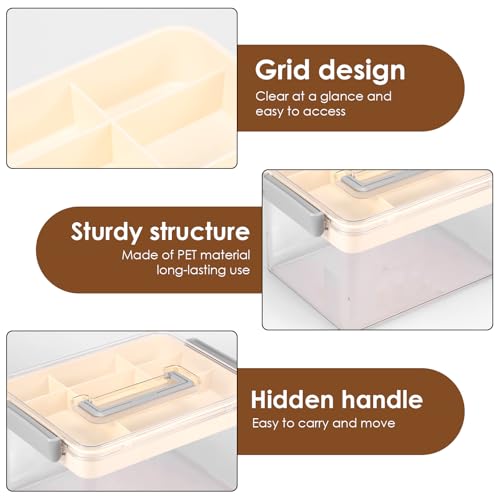 Medicine Organizer Storage Box with Handle, Clear Plastic First Aid Kit Organizer, Portable Multipurpose Emergency Supplies Container with Removable Tray for Home Office, Waterproof (Clear)