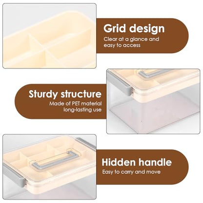 Medicine Organizer Storage Box with Handle, Clear Plastic First Aid Kit Organizer, Portable Multipurpose Emergency Supplies Container with Removable Tray for Home Office, Waterproof (Clear)