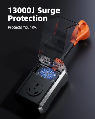 RV Surge Protector 30 amp, 2026 Upgraded 13000J Surge Protection RV Circuit Analyzer 30 amp RV Surge Protector with Waterproof Cover, RV Adapter Plug for Camper, Travel Trailers - TT-30P - size: 30A