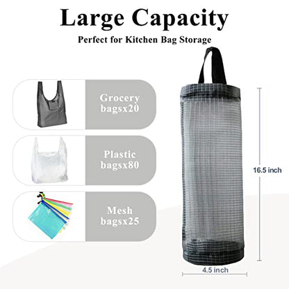 TOGETRUE Plastic Bag Holder, Mesh Grocery Bag Holder Hanging Storage Bag Dispenser (Dark Grey 2 Packs) - color: Dark Grey 2 Packs