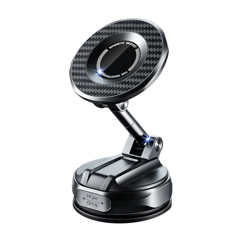 2026 Unique Stylish Car Phone Holder Mount for iPhone 17-12 | Upgraded Anti-Wobble Performance; 360° Adjustable; 108LBS Suction Cup & 3600gf Strong Magnet; for Car Wall Shower Kitchen