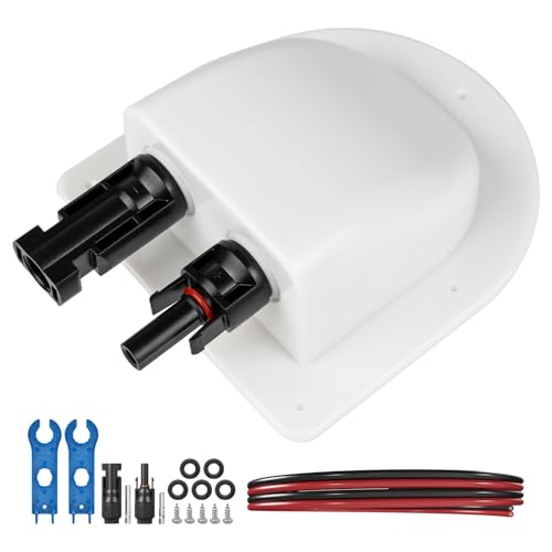 Solar Cable Entry Gland with 10Awg Solar Cable and Solar Connector UV Resistance Dual Cable Entry Housing for Solar RV Boats Yacht Roofs (White 5FT) - color: White, size: 5ft