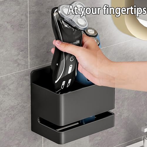 Aluminum Electric Toothbrush Holder - Bathroom Wall Mounted Toothbrush Holder (Black, Double Slot) - size: Double slot