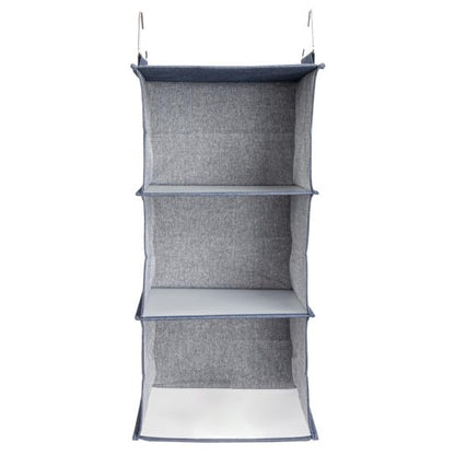 Household Essentials Hanging Cotton Blend Closet Organizer with 3 Storage Shelves, Denim - color: Denim