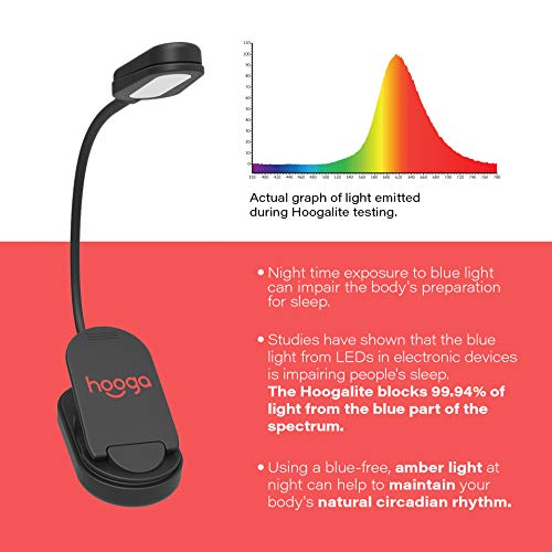 hooga Amber Book Light, Rechargeable Clip-On Blue Light Blocking LED Reading Light, 1600K Warm Eye Care for Bed, Students, Kids, Travel, Nursing, Studying - color: Amber Light
