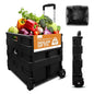 Inspired Living Collapsible Ultra-Slim Pack-N-Roll, 2 Wheel Utility Cart , With Telescopic Handle - Super Strong up to 80 Lbs Load Capacity, Black - color: Black, size: Large/ No Lid
