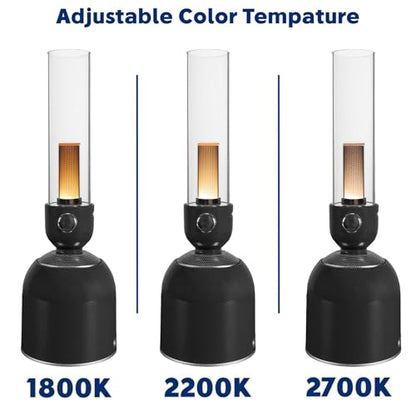 Rechargeable 3-in-1 Camping Lantern with Bluetooth Speaker, Essential Oil Diffuser, Dimmable with Tactile Knob, 1800K/2200K/2700K Tone Options, Classic Lantern Style with Sleek Black - color: Speaker Lamp, Black, size: Single