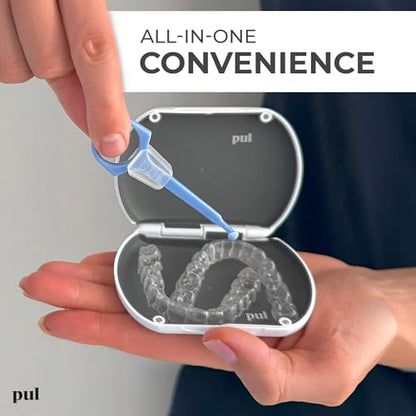 PUL Retainer Case for Invisalign & Clear Aligners - Slim Clear Aligner Case with Secure Magnetic Closure - Travel Retainer Holder for Invisalign Accessories, Mouth Guards & Dentures - Yellow - color: Yellow