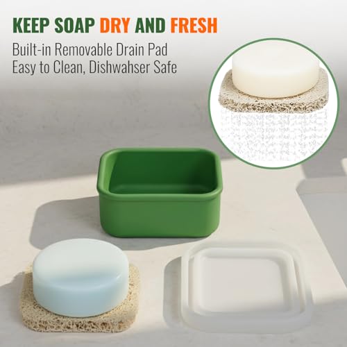 AIMAIAIMAI Shampoo Bar Travel Case Compatible with Kitsch, Leakproof Silicone Small Travel Soap Case with Draining Pad, Portable Soap Container for Gym & Camping, 1 Pack (Mint Green) - color: Mint Green