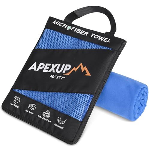 APEXUP Microfiber Travel Towel, Ultra Absorbent Quick Dry Towels, Lightweight Gym Sports Camping Towel for Workout, Yoga, Beach, Shower, Swimming (72"×40", Blue) - color: Blue, size: 72"×40" Single