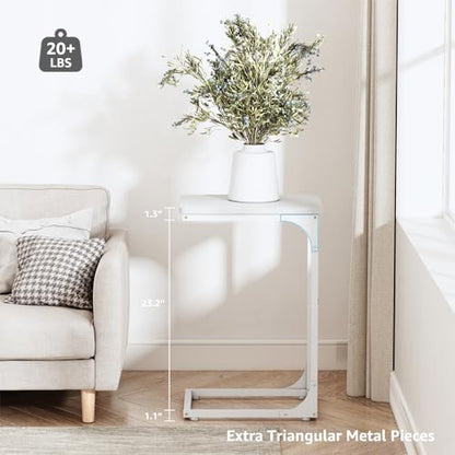QEEIG C Table Side Table Set of 2 Living Room Sets C Shaped Couch Tray End Tables Modern, White (017-30-002WW) - color: White, size: 11.8"W x 15.7"D x 25.6"H (2P)