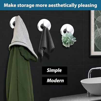 Suction Cup Hooks for Shower, Bathrooms Wall, Glass Door, Mirror, Kitchen–Towel, Robes, Coat, Hanging up to 15 lbs No-Drill Suction Hooks–Waterproof & Rustproof (Chrome, 2 PCS) - color: Chrome
