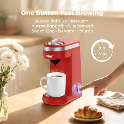 CHULUX Mini Coffee Maker for K Capsule, Single Serve Coffee Maker for One Cup Americano, Lightweight Pod Coffee Machine, Red - color: Red