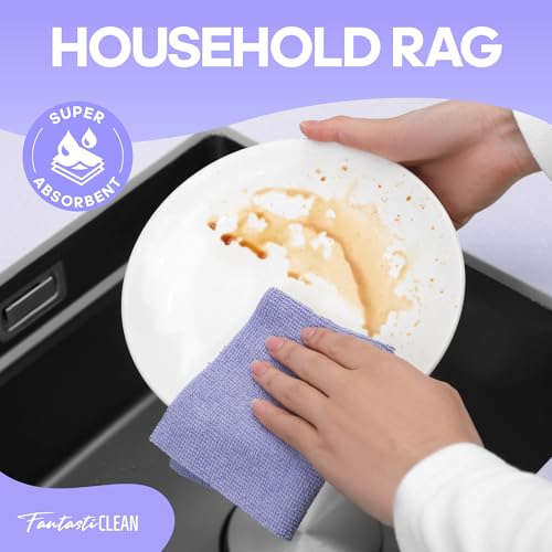 Fantasticlean Microfiber Cleaning Cloth Roll 2 Rolls 120 Pack, Tear Away Paperless Towels, 8" x 8", Reusable Washable Rags, House Kitchen, Pet, Office, Indoor Outdoor, Portable (Pink and Light-Purple) - color: 1pink 1light-purple