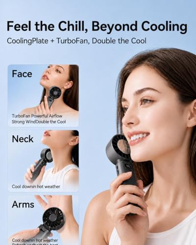 SOTHING Portable Handheld Turbo Fan with Ice Cooling Plate, 100 Speeds, 15H Runtime, 120° Foldable Rechargeable Mini Personal Fan, 3-in-1 Handheld Desk Neck Fan for Hiking, Camping, Travel, Outdoor - size: 3600mAh Cooling Fan