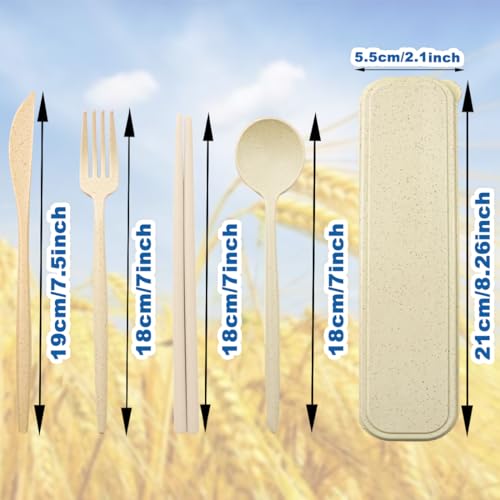 ELANE 4 Sets Reusable Travel Utensils Set with Case,Camping Cutlery Set Reusable Cutlery Set with Case,Utensil Sets for Lunch Picnic Daily Use Outdoor (beige) - color: Beige
