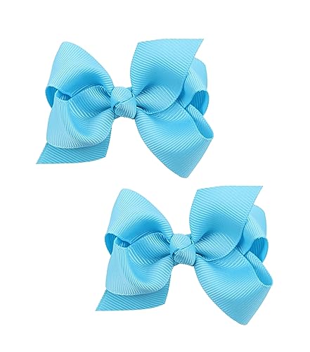 Baby Girl's 2Pcs Cute 3 Inch Pure Color Bow-knot Hair Clip for Photography Travel Daily Life (Blue) - color: Blue