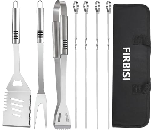 BBQ Grilling Tools Set,Stainless Steel Grilling Accessories Kit for Men Gift,8pc BBQ Grill Utensils Gift Kit with Carrying Case BBQ Tools Grill Tools Set for Backyard Outdoor Grill Cooking Utensils - color: 8PCS Sliver
