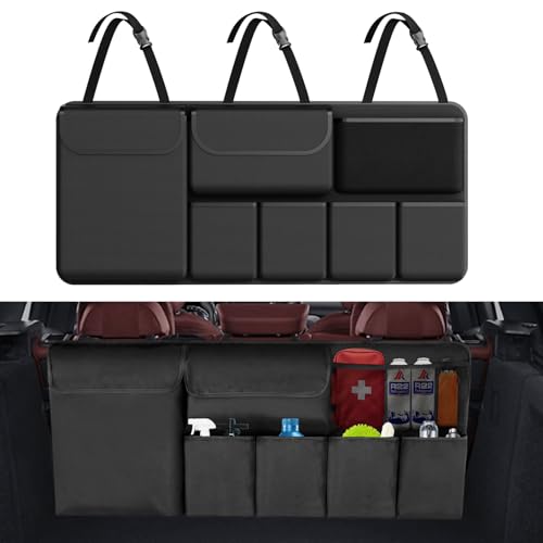 Car Trunk Organizer Backseat Hanging Organizer with Storage Pockets for Subaru Crosstrek, Forester, Outback, Ascent 2000-2024 2025 Car Accessories - color: Black, size: 43" x 18.5"