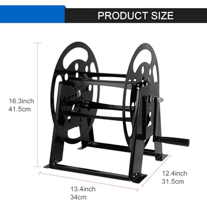 Dollate RV Extension Cord Reel Stand, Up to 200 Feet of 15A (12/3 AWG) Metal Reel Frame with Foldable Handle, Metal Heavy Duty Power Cord Storage Reel with Durable Bearings ＆ Anti-rust Coating