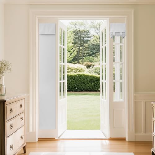 NICETOWN Door Curtains for Window, French Door Shade for Privacy, Thermal Insulated Front Sidelight Curtain Tie Up Shade for Sidelight Window, 12W x 72L, Greyish White, 1 Panel - color: Greyish White, size: 12"W x 72"L (Pack of 1)