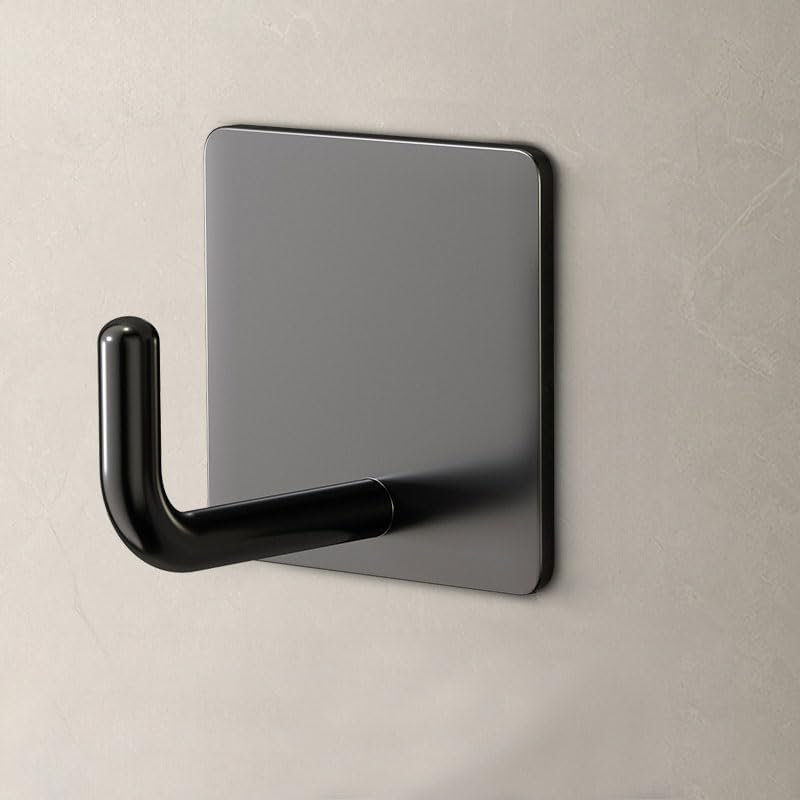 Adhesive Hooks for Hanging, Self-Adhesive Wall Hook for Key Hat Coat, No Drill Stick on Bathroom Towel Hooks, Shower Kitchen Door Home Outdoor 8 Pack, Black - style: S-Black-90°
