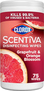 Clorox Scentiva Disinfecting Wipes, Grapefruit and Orange Blossom, Antibacterial, 75 Count