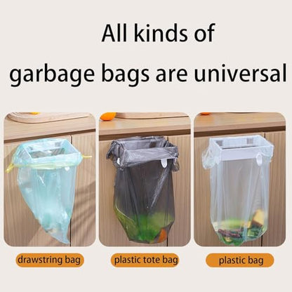 Foldable Trash Bag Holder - 2Pcs Wall Mounted Foldable Kitchen Trash Can Rack, Multifunctional Portable Hanging TrashHolder, for Cupboards Kitchen Cabinets Doors Toilets (White*2) - color: White*2
