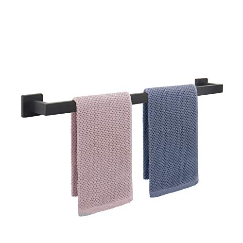 NearMoon Towel Bar, Bath Accessories Premium Thicken Stainless Steel Square Shower Towel Rack for Bathroom, Towel Holder Wall Mounted(1 Pack, Matte Black, 24 Inch) - color: Matte Black, size: 24 Inch