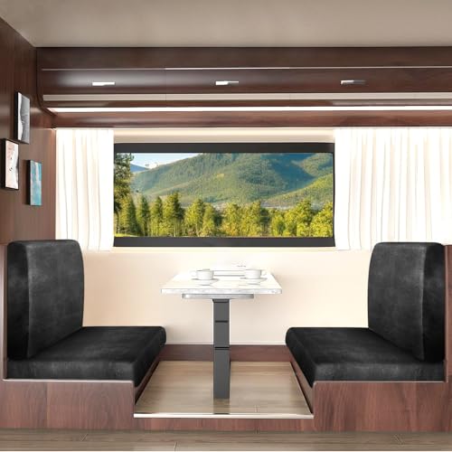 ANARACHON Leather Look RV Dinette Cushion Covers, Stretchable Camper Couch Cushion Covers Washable RV Bench Seat Cover for Travel Trailer Couch (1 Backrest Cover & 1 Bench Cover, 02 Dark Grey) - color: 02 Dark Grey, size: 1 Set