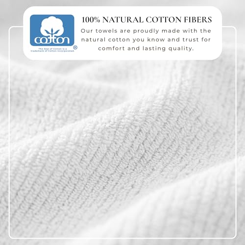 Great Bay Home Turkish Cotton 6 Piece Towel Set - Absorbent, Quick-Drying, Ribbed Bath Towels for Bathroom - Zero-Twist Fibers (White) - color: White