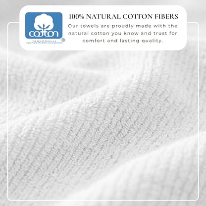 Great Bay Home Turkish Cotton 6 Piece Towel Set - Absorbent, Quick-Drying, Ribbed Bath Towels for Bathroom - Zero-Twist Fibers (White) - color: White