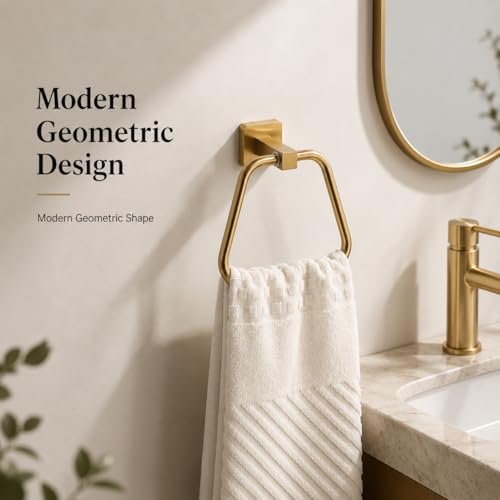 Brushed Gold Towel Ring for Bathroom, Kitchen Bath Towel Holder Hangers Wall Mount Heavy Duty Stainless Steel - color: Brushed Gold, size: 1 Pack