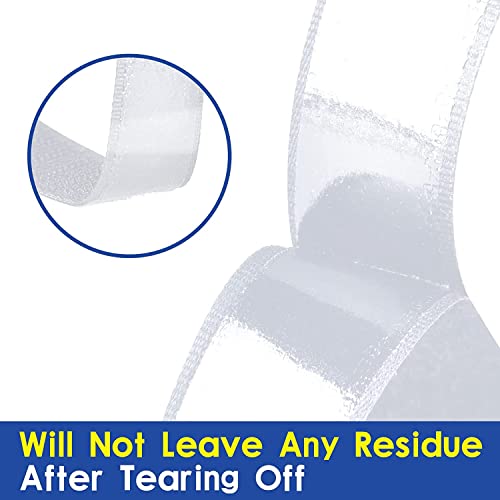 1 Inch x 82 Feet White Hook Loop Strips with Adhesive Heavy Duty, Multi-Purpose Double Sided Hook Loop Rolls, Picture Hanging Strips, Bulk Sticky Straps Wall Hanging Tape - size: 1in x 82ft, style: White