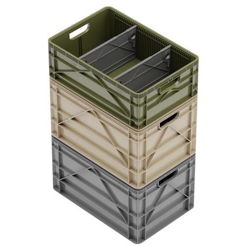 SIDIO Crate Basic Pack - 2 Full-Size & 1 Half-Size Heavy Duty Stackable Storage Bins, Totes, Containers with Dividers - Durable Organizer for Home, Office, Garage, and Outdoor Use, Camo Variety Pack - color: Camo