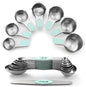 Spring Chef Magnetic Measuring Cups & Spoons Set, Patented, Strong N45 Magnets, Heavy Duty Stainless Steel Fits in Spice Jars for Baking & Cooking, BPA Free, Round Set of 15 with Leveler, Mint - color: Mint, size: Set of 15