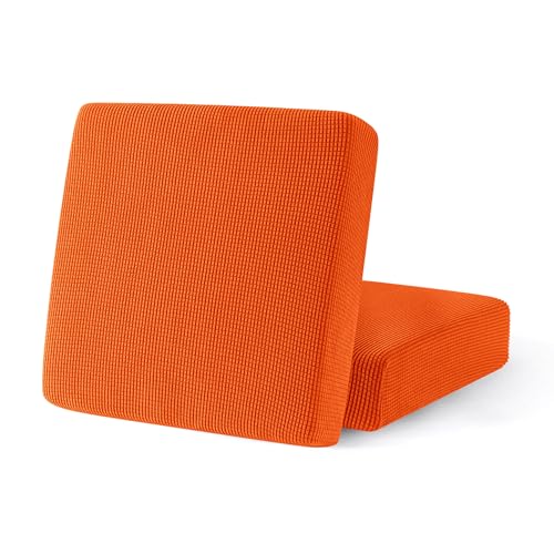 SUBRTEX Stretch Couch Slipcovers RV Covers Chair Loveseat Sofa Cushion Polyester and Spandex Elastic Furniture Protector for Seat, 2 Pieces, Orange, 15 Ounce - color: Orange, size: 2 pieces