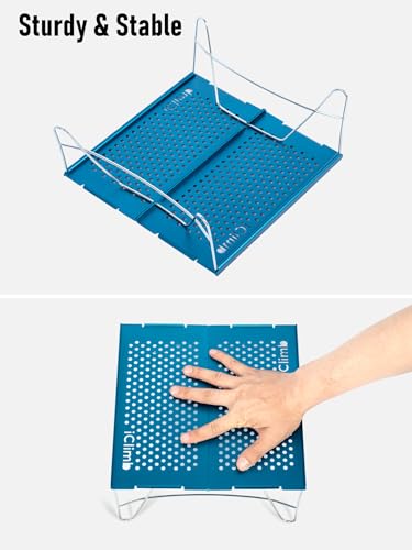 iClimb Mini Solo Folding Table Ultralight Compact for Backpacking Camping Hiking Beach Picnic (Blue - Mini) - color: Blue, size: Mini