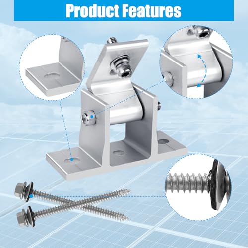 Solar Panel Mounting Brackets, 8PCS Adjustable RV Solar Panel Mount, Tilt Angle 10-60 Roof Mounting Kit for Solar Panels 400 W, 500 W - size: 8 Pieces