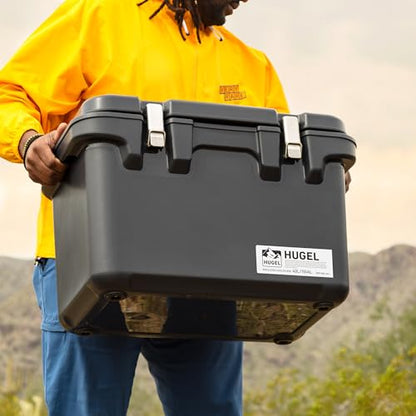 IRIS USA Hugel 44 QT Cooler, Heavy Duty Metal Buckles, Leak-Free Design, Durable Hard Cooler, Ice Chest with Bungee Strap, Molded Handles, Camping Boat Tailgating Road Trips, Charcoal Gray - color: Dark Gray, size: 11 Gal