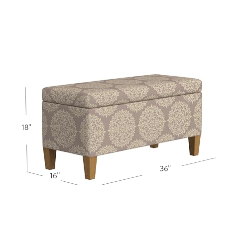 HomePop Drake 36" Storage Bench - Brown Medallion - color: Brown Medallion
