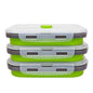 CARTINTS Set of 3 Collapsible Food Storage Containers with Lids, Collapsible Silicone Bowls, Silicone Lunch Containers, For Meal Prep, Camping, Travel, Microwave and Freezer Safe,500ml,Green - color: green