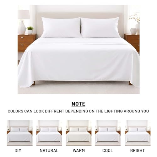SGI bedding 100% Egyptian Cotton Sheets Queen Size – Cooling Sheets, Soft Breathable White Bedding, Luxury Bedding, Luxury Hotel Sheet Set, High Thread Count, Deep Pocket 18", 4 Piece Set - color: 01 - White, size: Queen