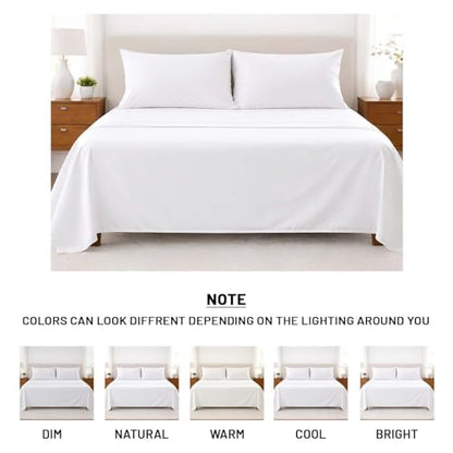 SGI bedding 100% Egyptian Cotton Sheets Queen Size – Cooling Sheets, Soft Breathable White Bedding, Luxury Bedding, Luxury Hotel Sheet Set, High Thread Count, Deep Pocket 18", 4 Piece Set - color: 01 - White, size: Queen