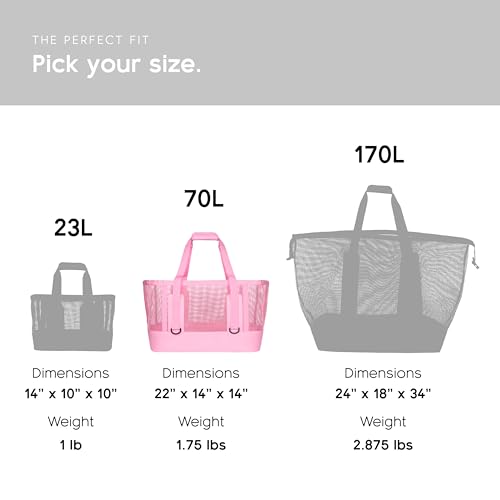 MISSION Boat Gear CASSI Heavy-Duty Outdoor Tote and Waterproof Marine-Grade Mesh Boat Bags - color: Rosé, size: 70 Liter