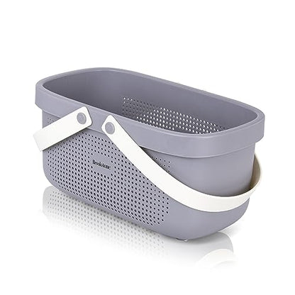 Brookstone Modern Large Portable Shower Caddy with Soft Silicone Carrying Handle, Bathroom Organizer Basket, Plastic Bath Tote and Shower Organizer, Quick Dry Drainage Holes, BPA Free, Grey - color: Gray / Charcoal