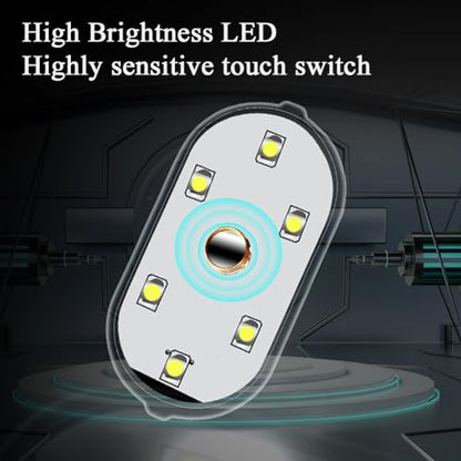 Mini LED Closet Light Touch Light Rechargeable Cabinet Lighting | Multi Color Wireless USB Rechargeable Magnetic LED Light for Bedroom Wardrobe Counter Kitchen (4Pcs/Pack) (White) - color: White