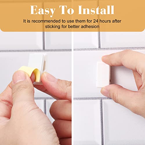 30 Pieces Self-Adhesive Clips Wall Tapestry Clips Sticky Plastic Photo Small Hanging Spring for Poster Photo Wall Teacher Student Home Applications(White) - color: White