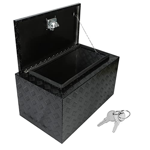 30 Inch Aluminum Black Plated Truck Tool Box Pickup Truck Bed Storage, Heavy Duty Waterproof Underbody Pick Up Truck Bed RV Trailer Toolbox Storage Organizer (30"x17"x17.75") - color: Black, size: 30"x17"x17.75"