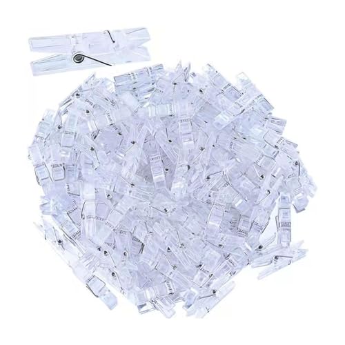 50pcs Clear Small Clips, Binder Photo Clips Mini Hanging Spring Clip Transparent Plastic Clip for Hanging Clothes Photos Picture(Transparent)